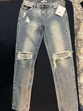 One Teaspoon Light Blue Distressed Knee-Ripped Jeans